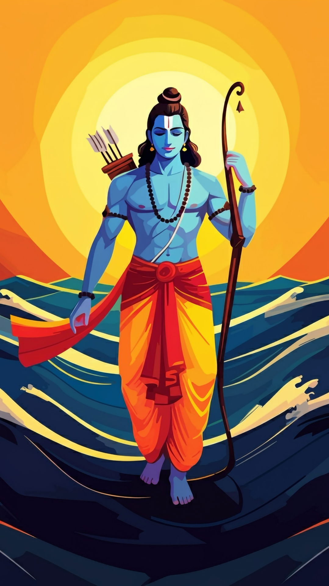 Lord Ram walking on the ocean