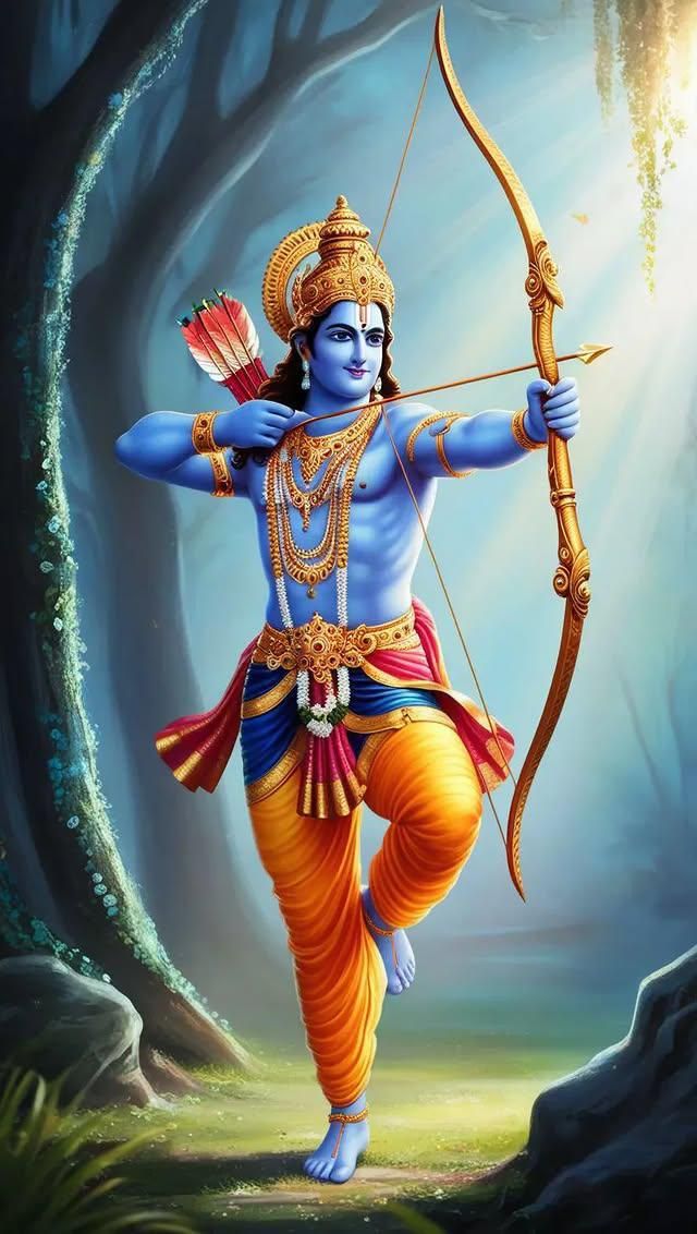 Lord Ram aiming arrow, divine warrior