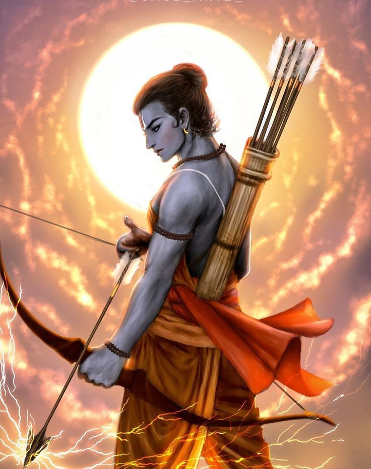 Lord Ram with bow, a divine warrior.