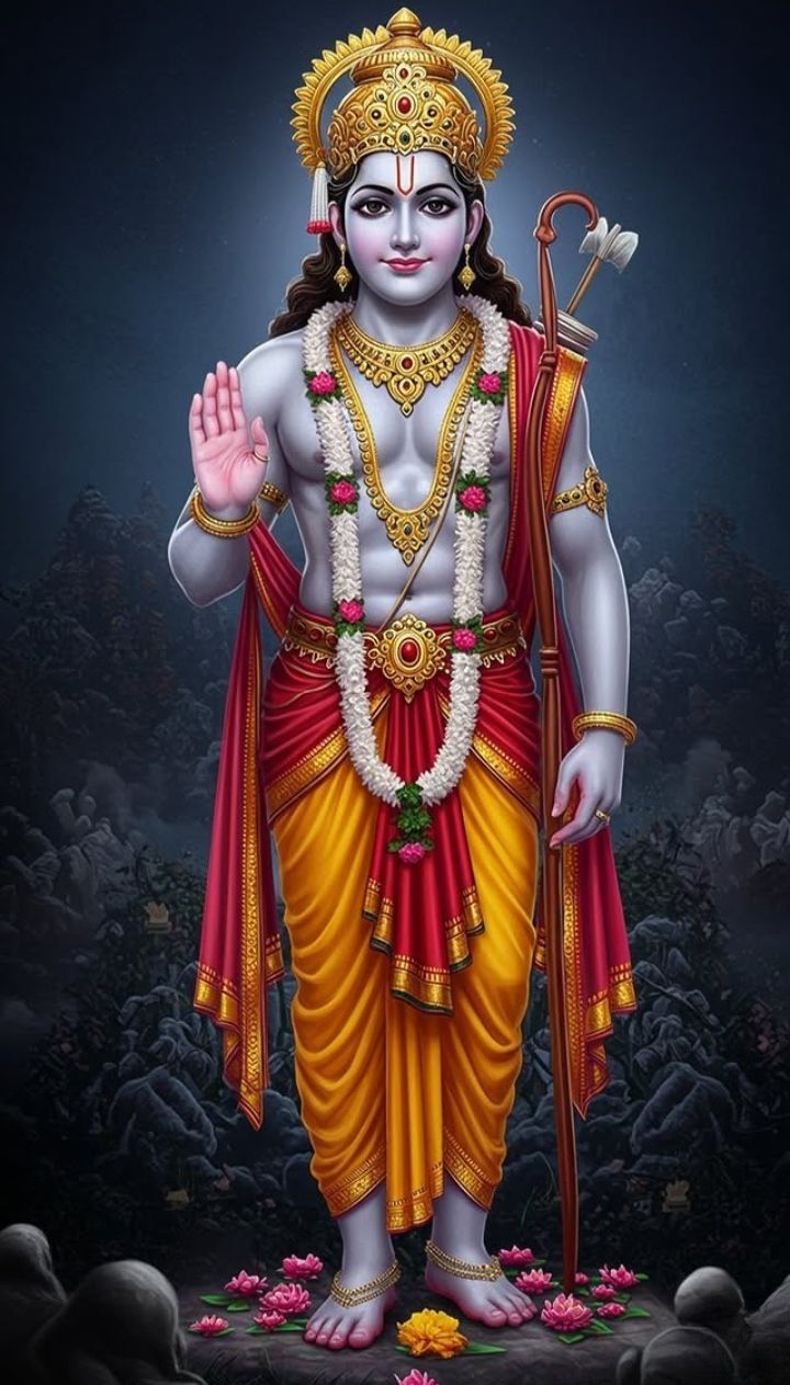 Lord Ram blessing devotees, divine wallpaper.