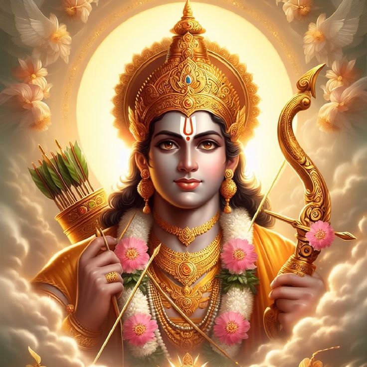 Lord Ram with bow, divine portrait