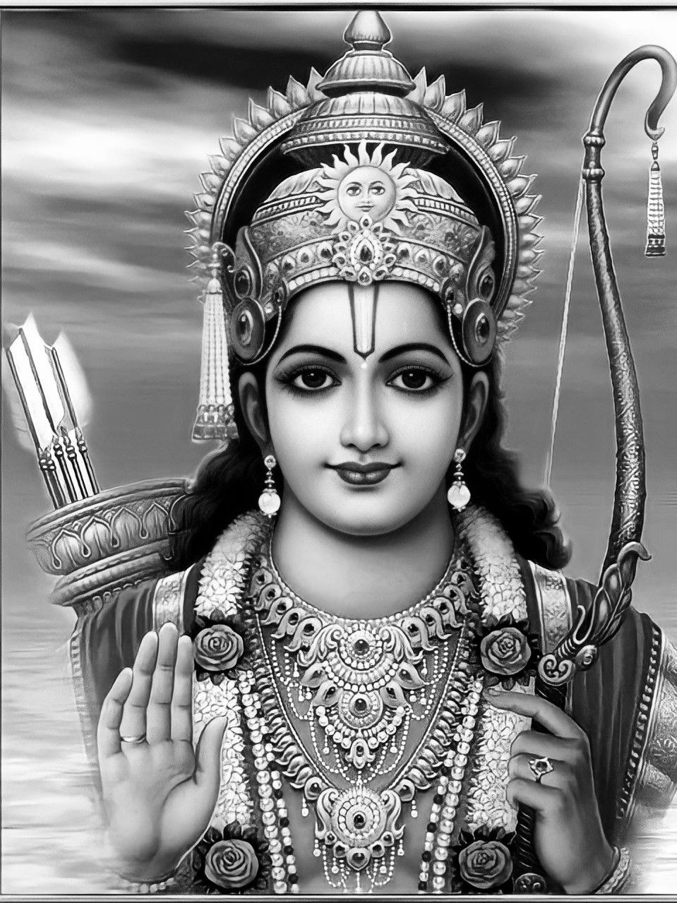 Lord Ram with bow and arrow portrait