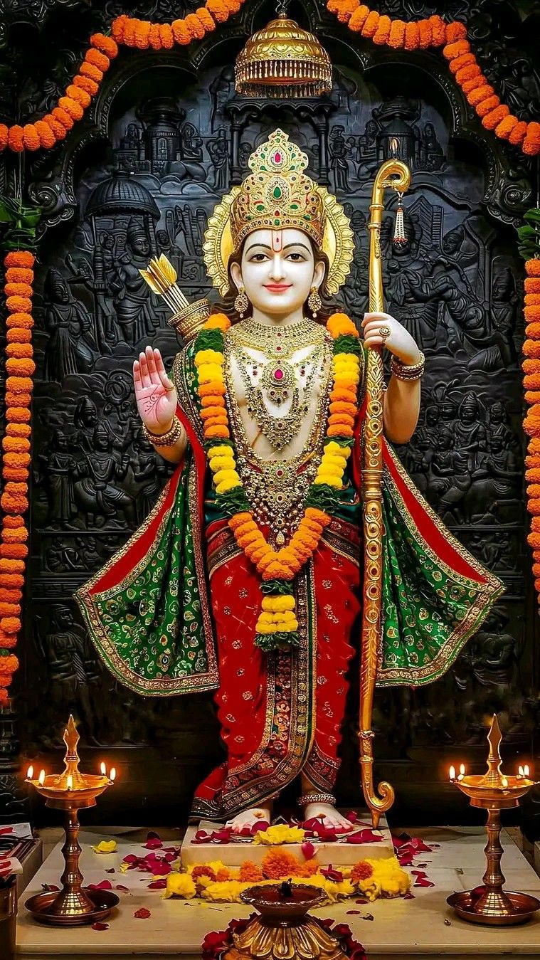 Lord Ram holding bow and arrow statue