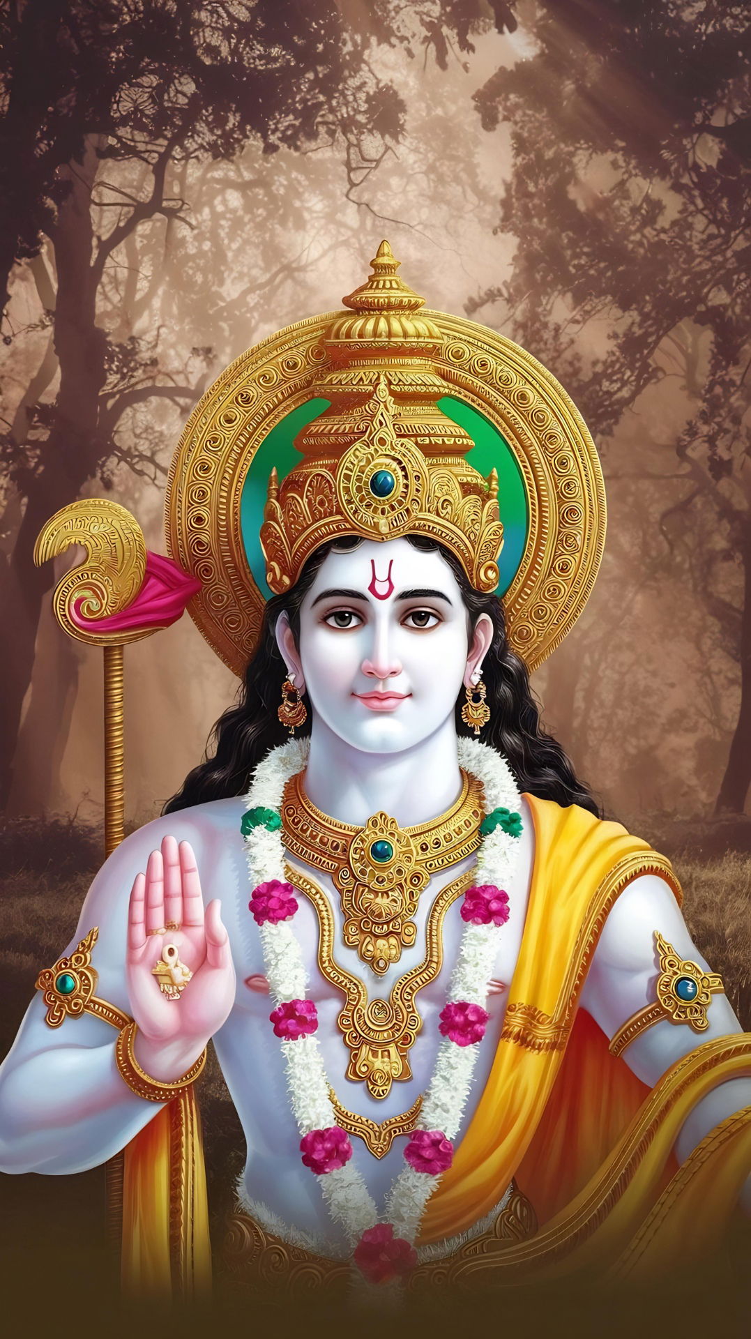 Lord Ram with bow and blessing.