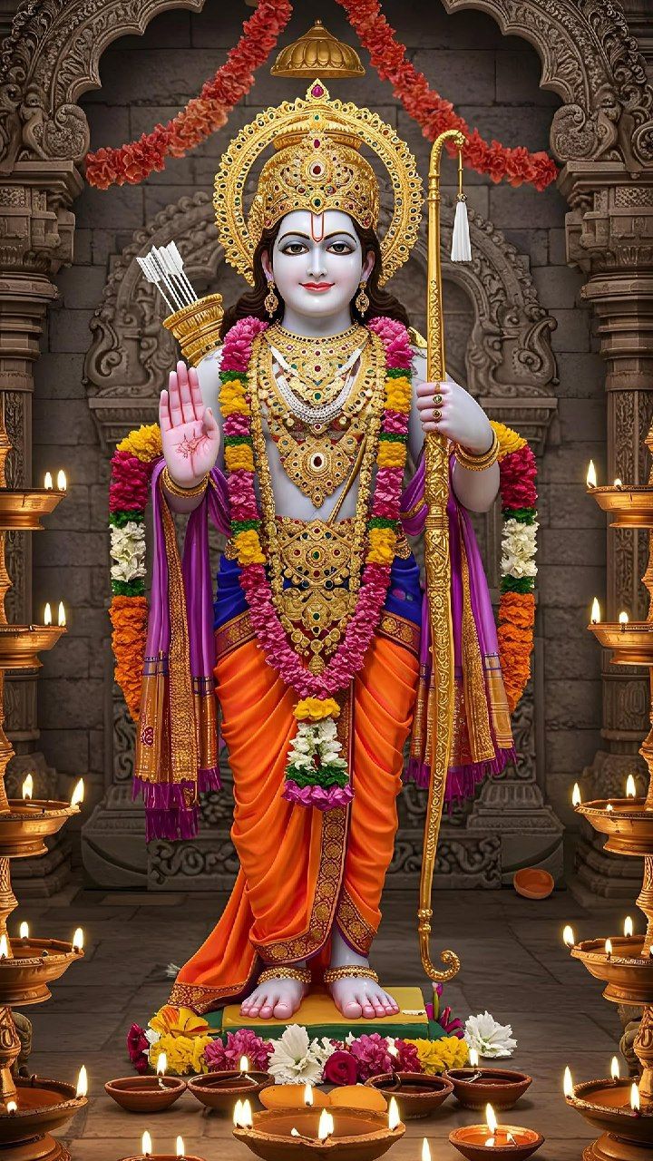 Lord Ram with bow and arrow.