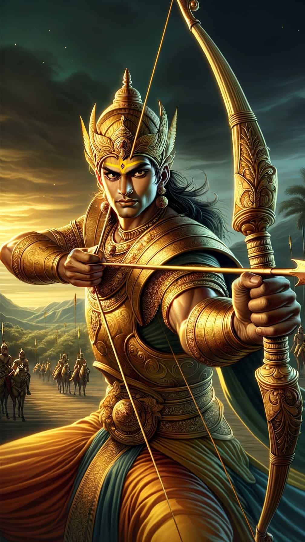 Lord Ram aiming arrow, divine warrior