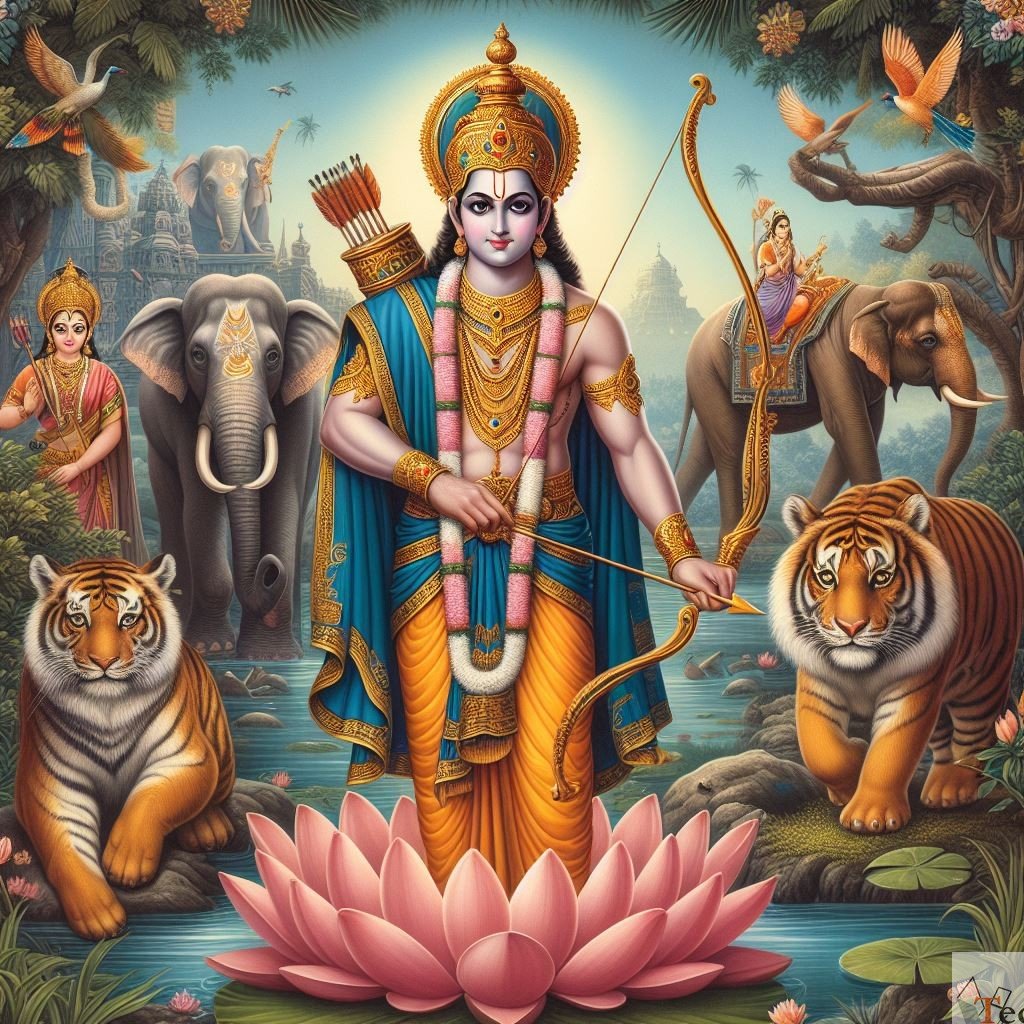Lord Ram with bow and Sita
