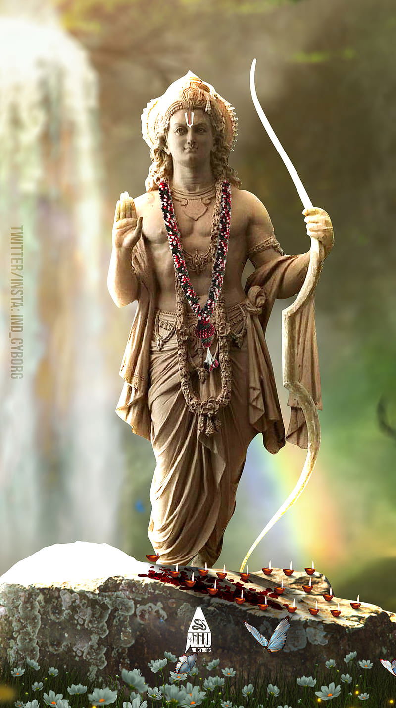 Lord Ram with bow and arrow statue