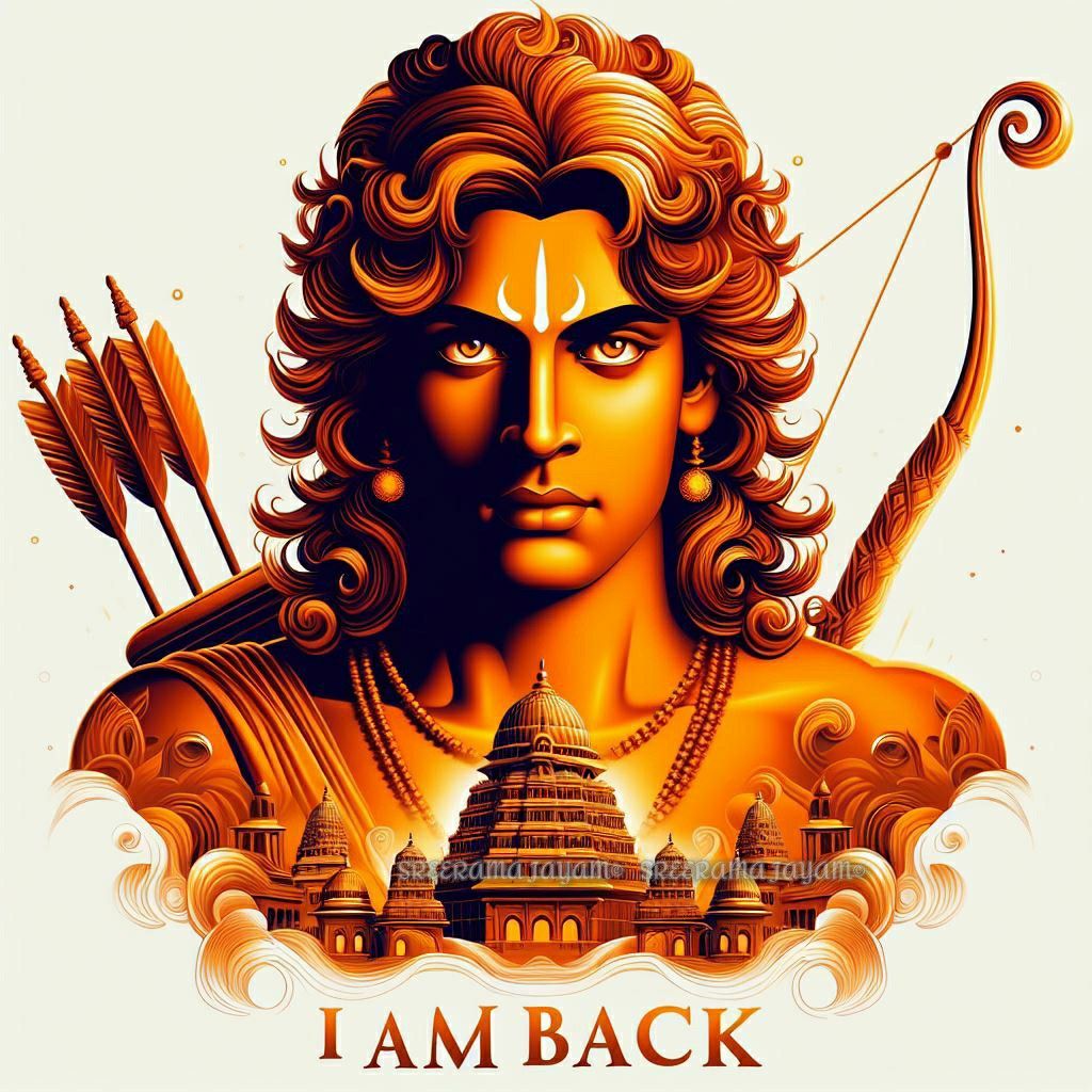 Lord Ram with bow, returning to Ayodhya