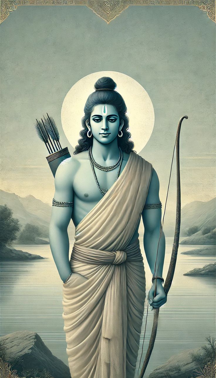 Lord Ram with bow, serene portrait