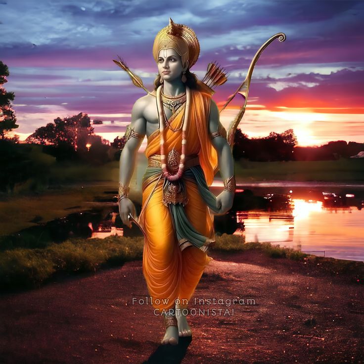 Lord Ram with bow ready for battle