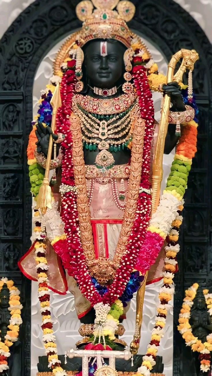 Lord Ram with bow and flowers