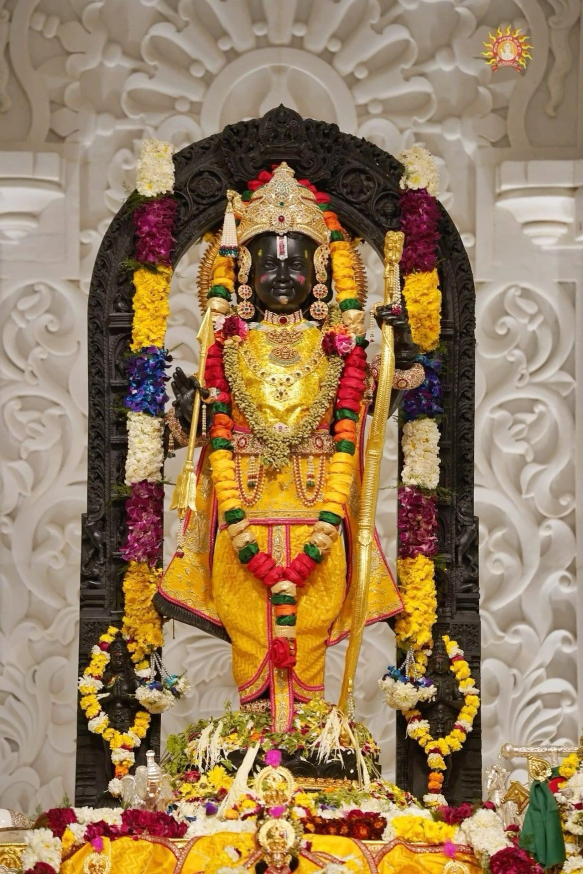 Lord Ram with bow and floral garland