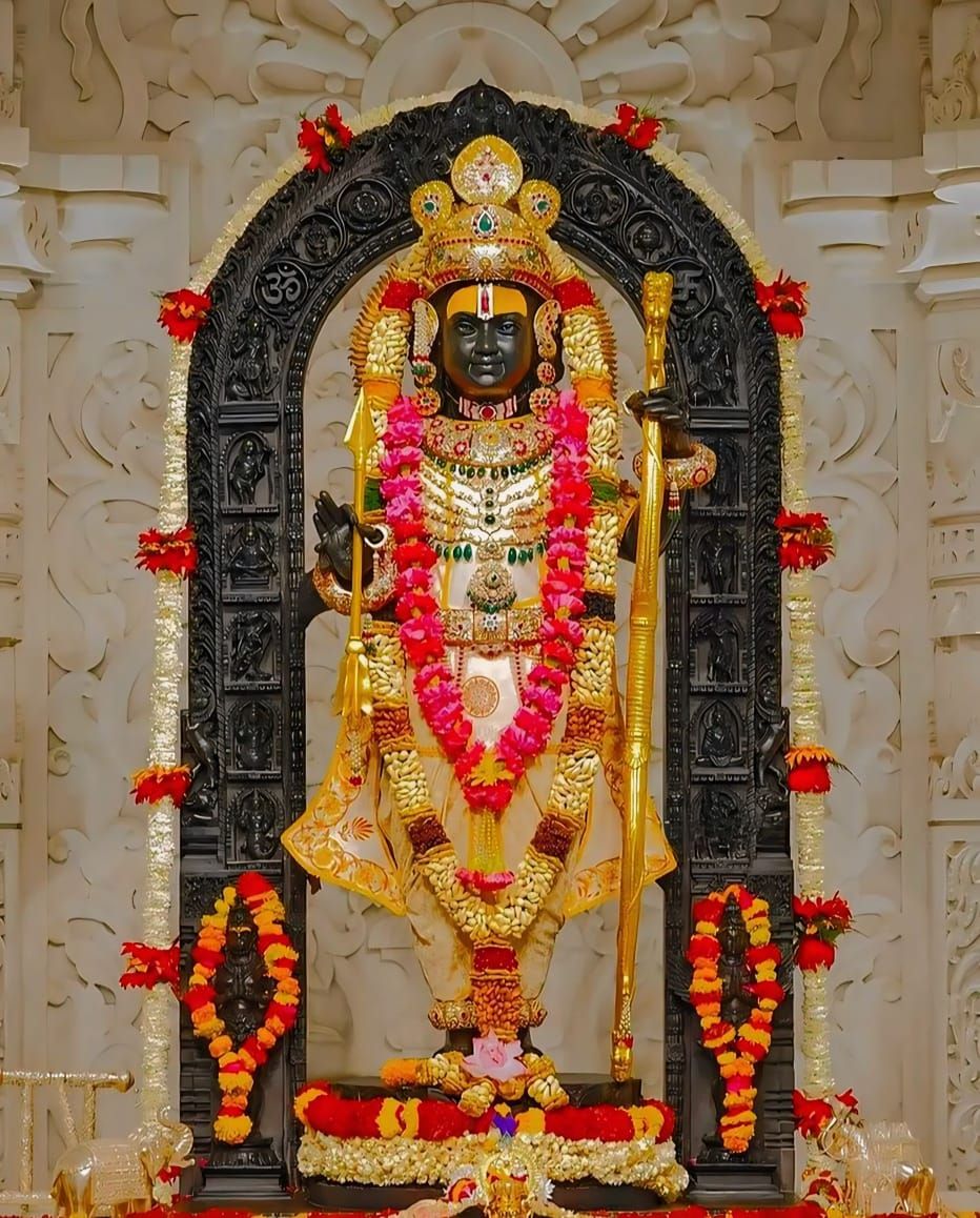 Lord Ram adorned with floral garland