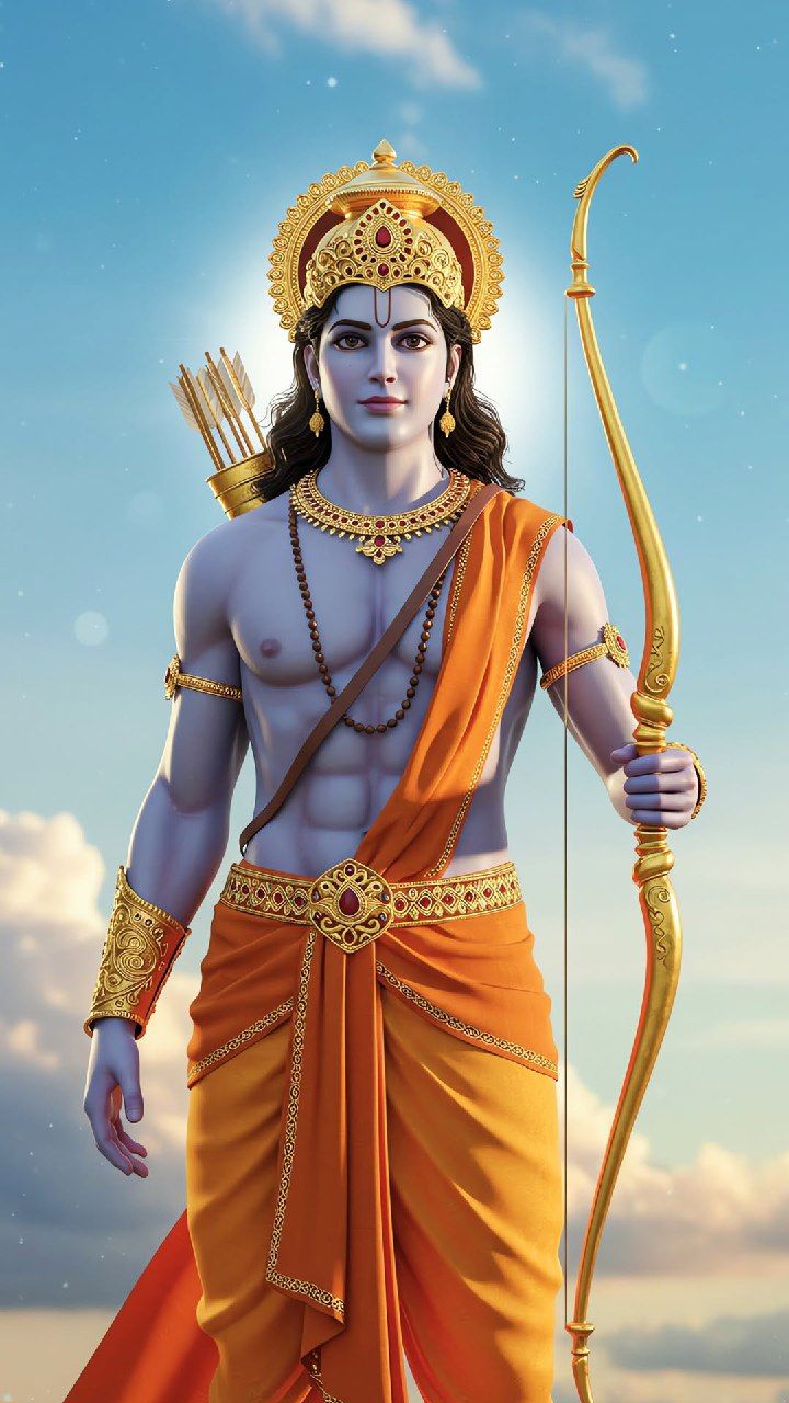 Lord Ram with bow and arrow portrait