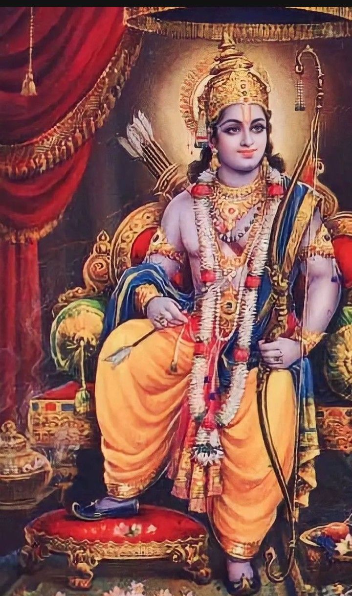 Lord Ram seated with bow and arrow