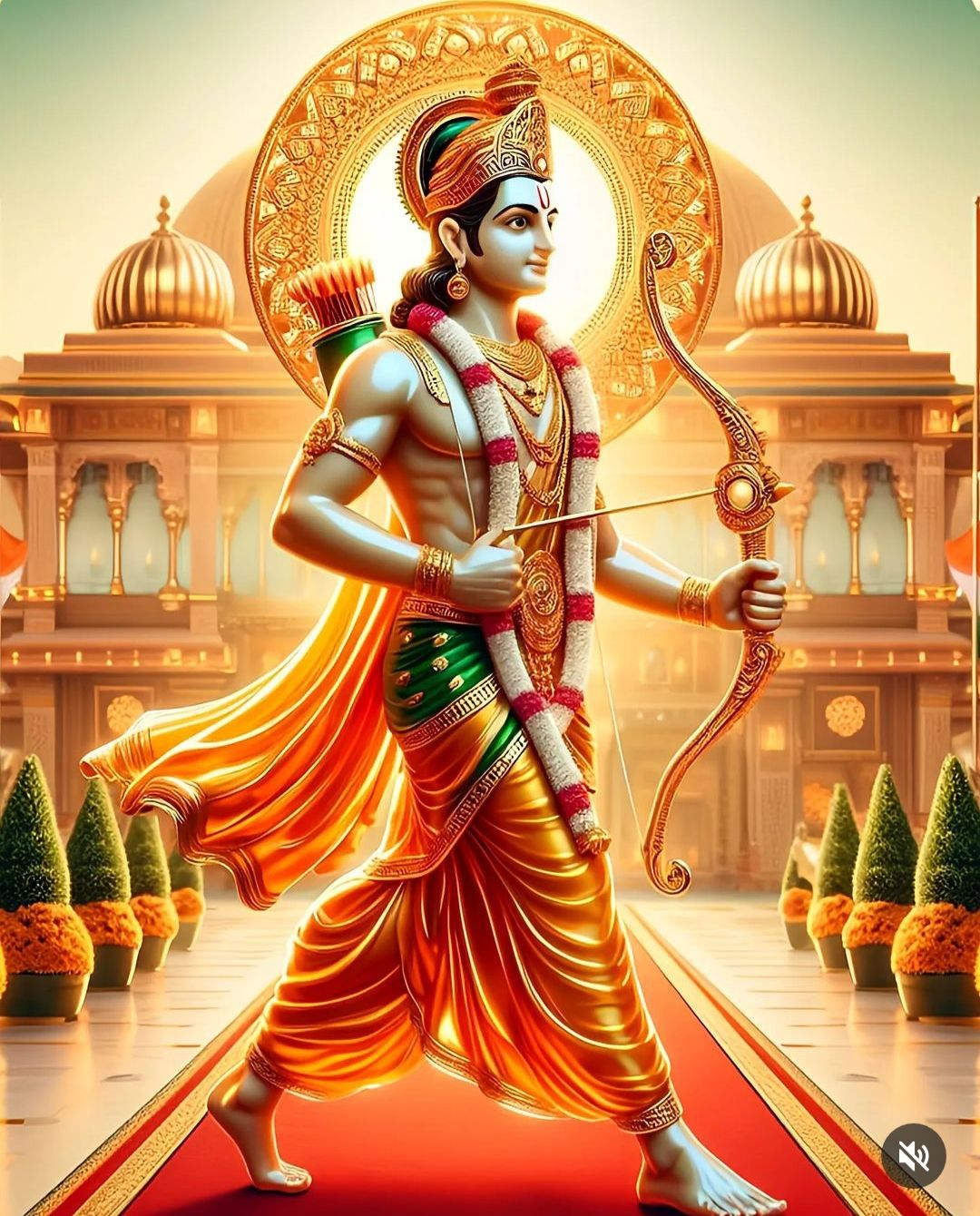 Lord Ram poised with bow and arrow