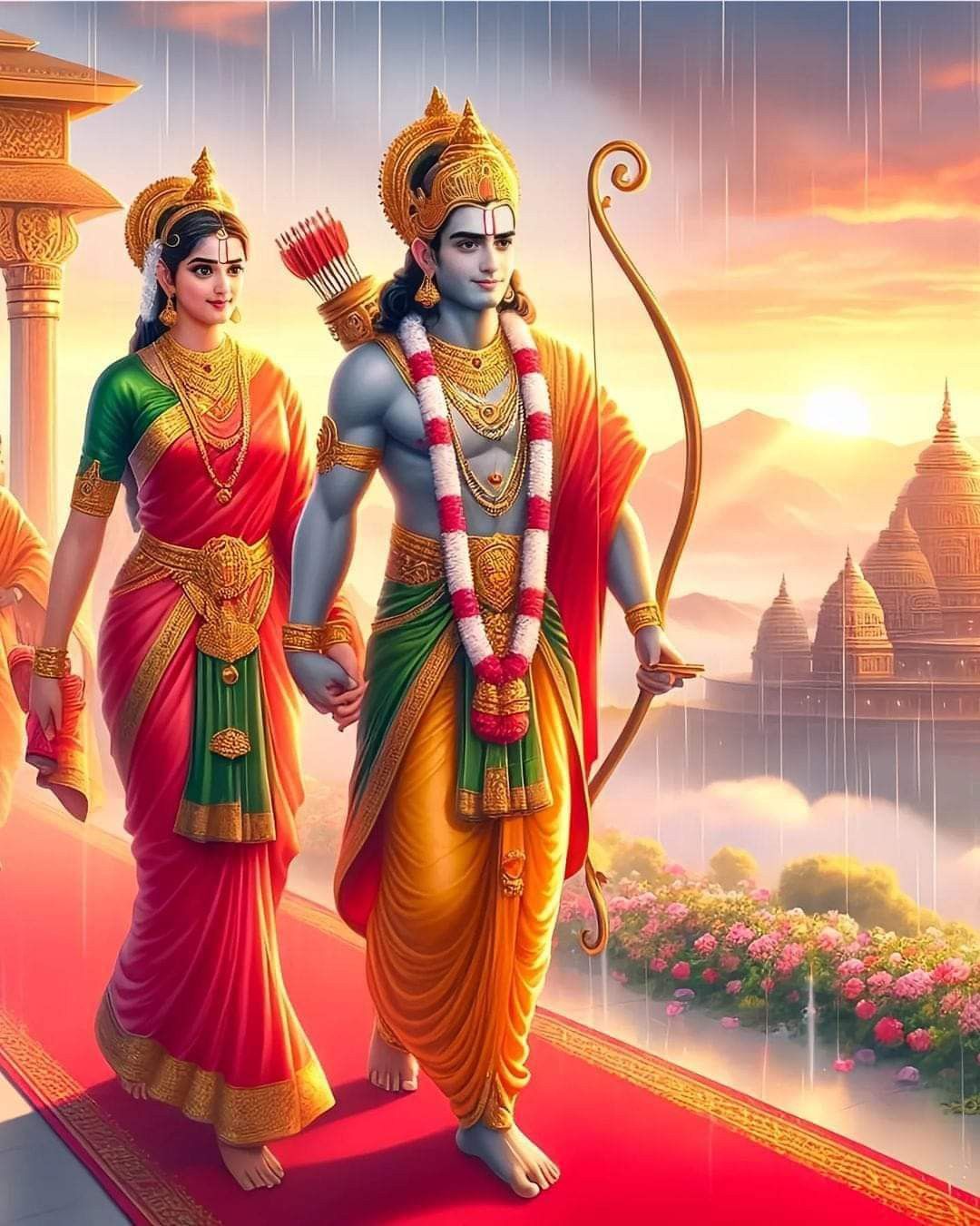 Lord Ram and Sita in royal attire