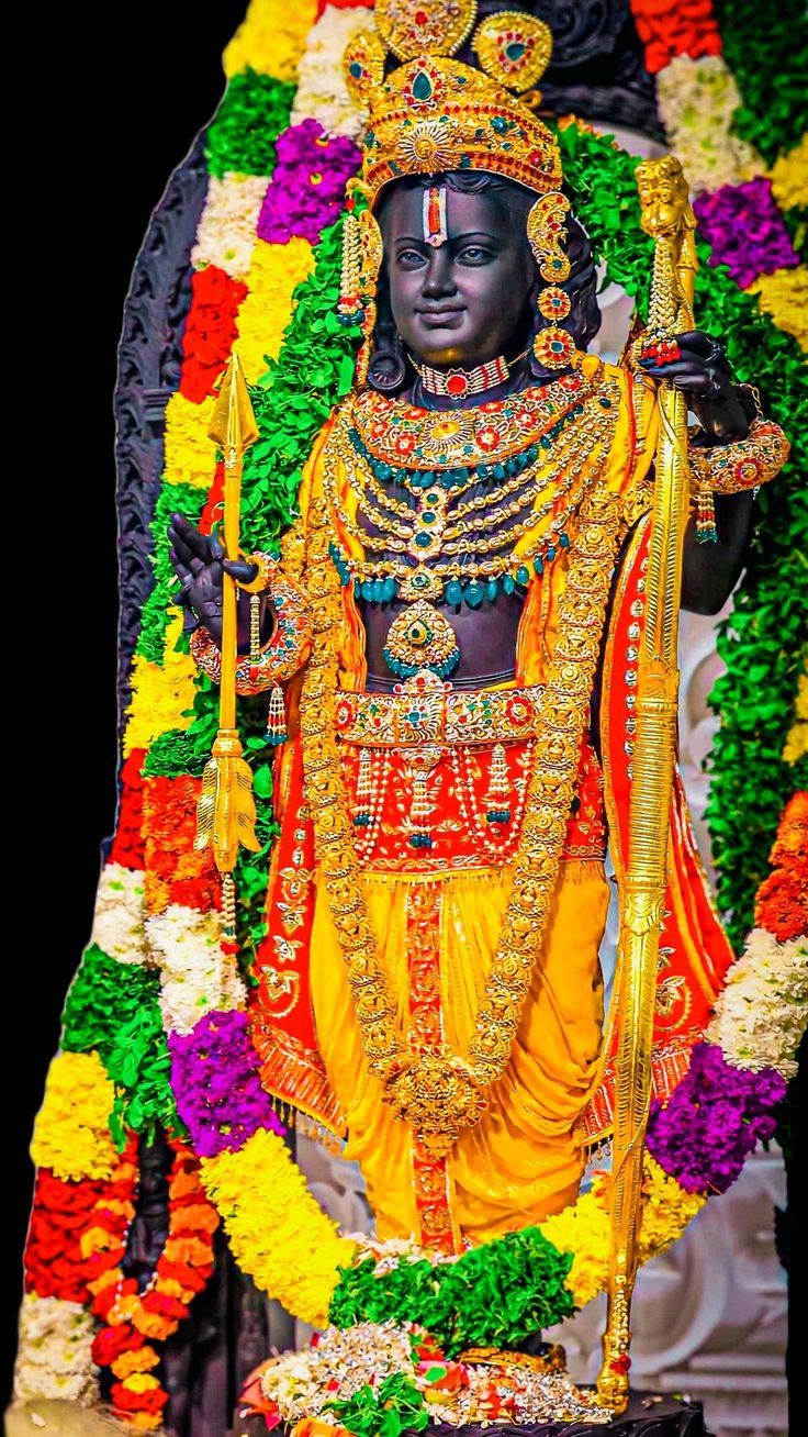 Lord Ram with bow, floral garland