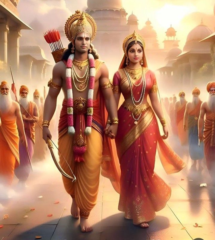 Ram and Sita returning to Ayodhya