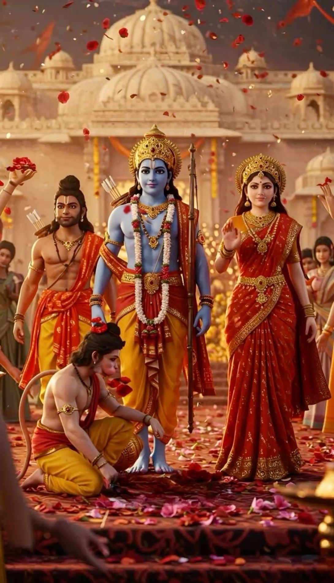 Ram Sita Lakshman Hanuman coronation scene