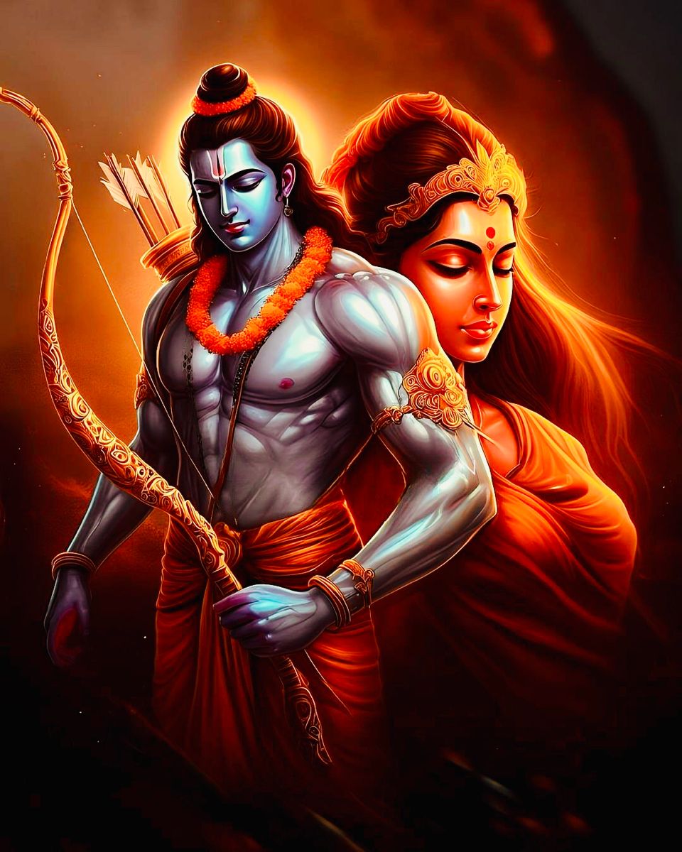 Lord Ram and Sita Divine Portrait