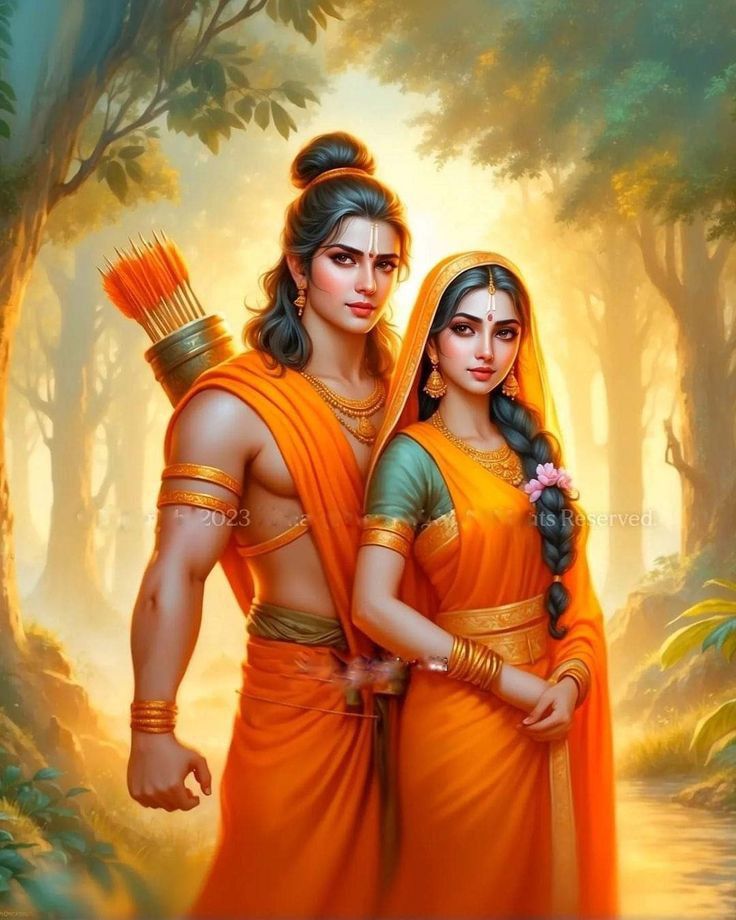 Ram and Sita in a forest setting