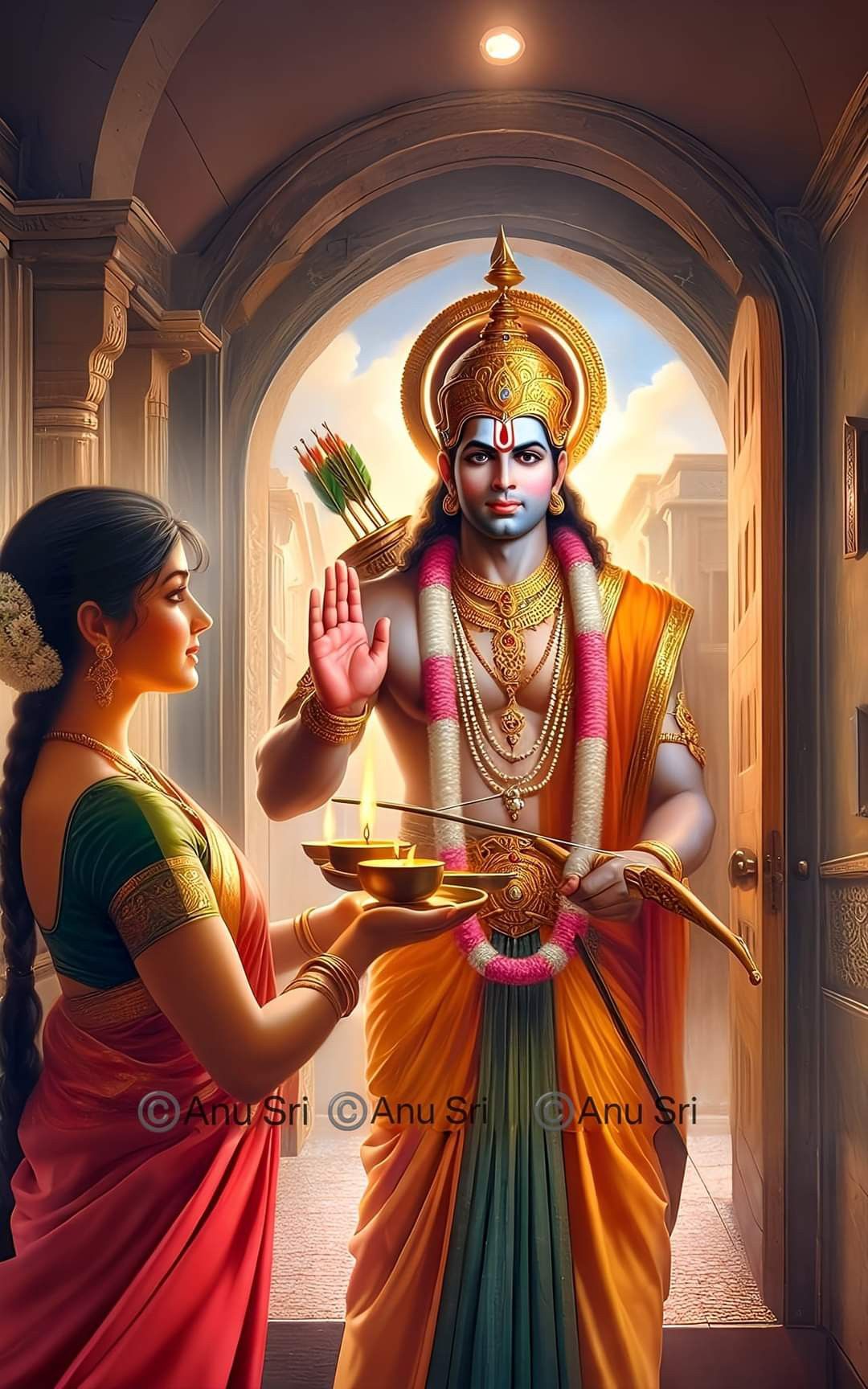 Lord Ram and Sita blessing devotees