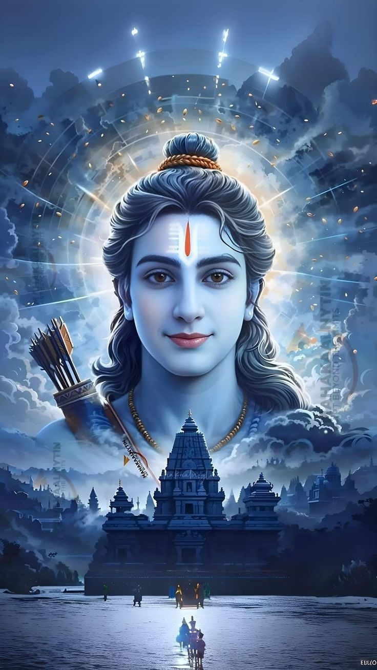 Lord Ram with bow and arrow portrait
