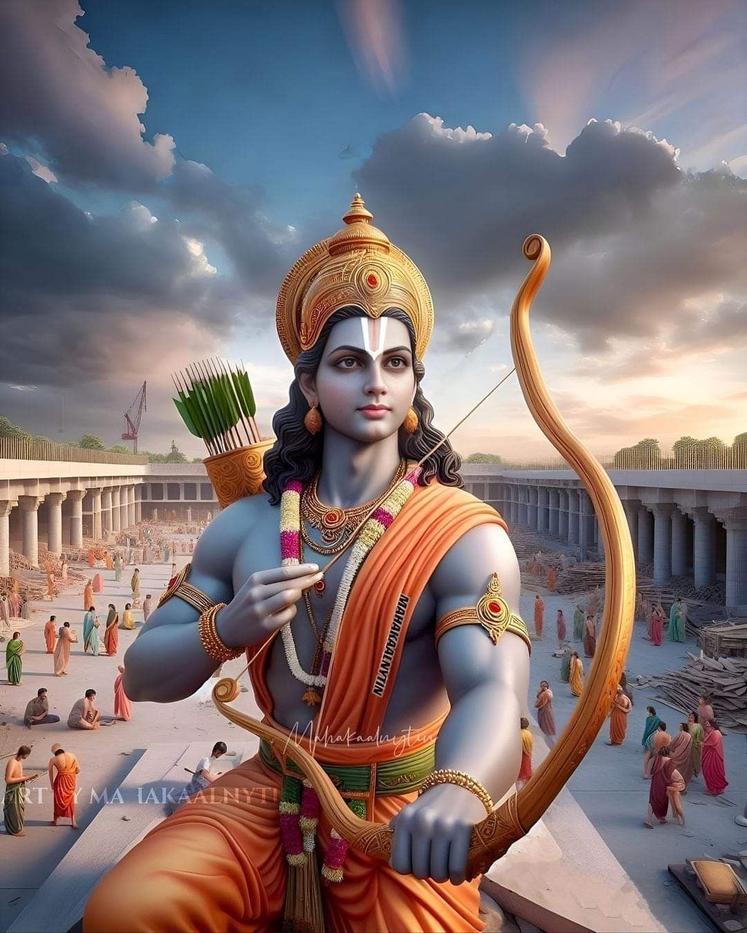 Lord Ram with bow and arrow portrait