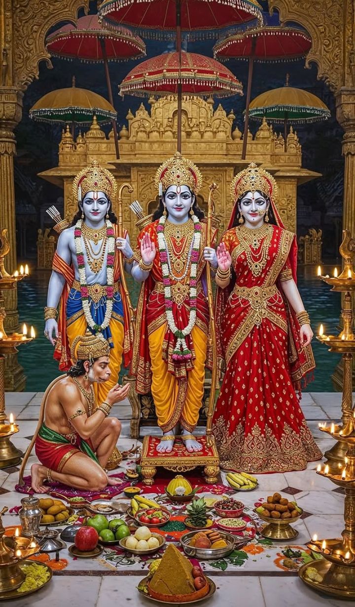 Lord Ram Sita Lakshman Hanuman temple offering