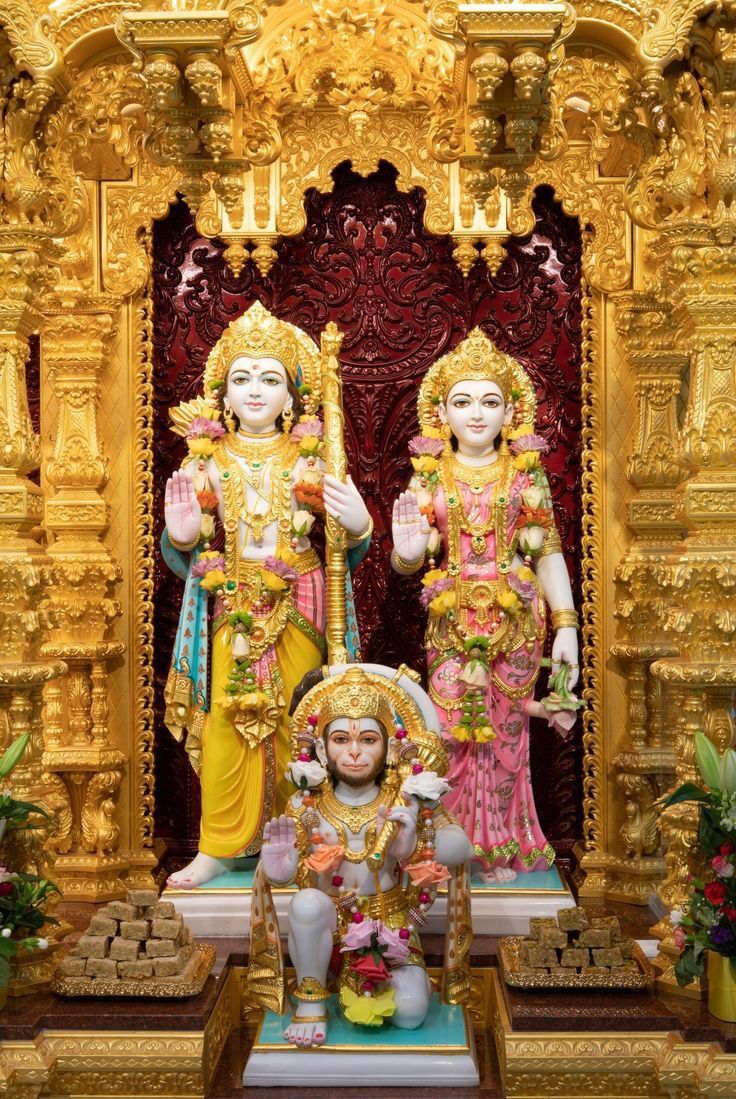 Ram, Sita, and Hanuman in temple