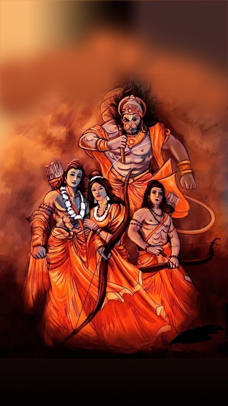 Lord Ram with Sita, Lakshman, and Hanuman