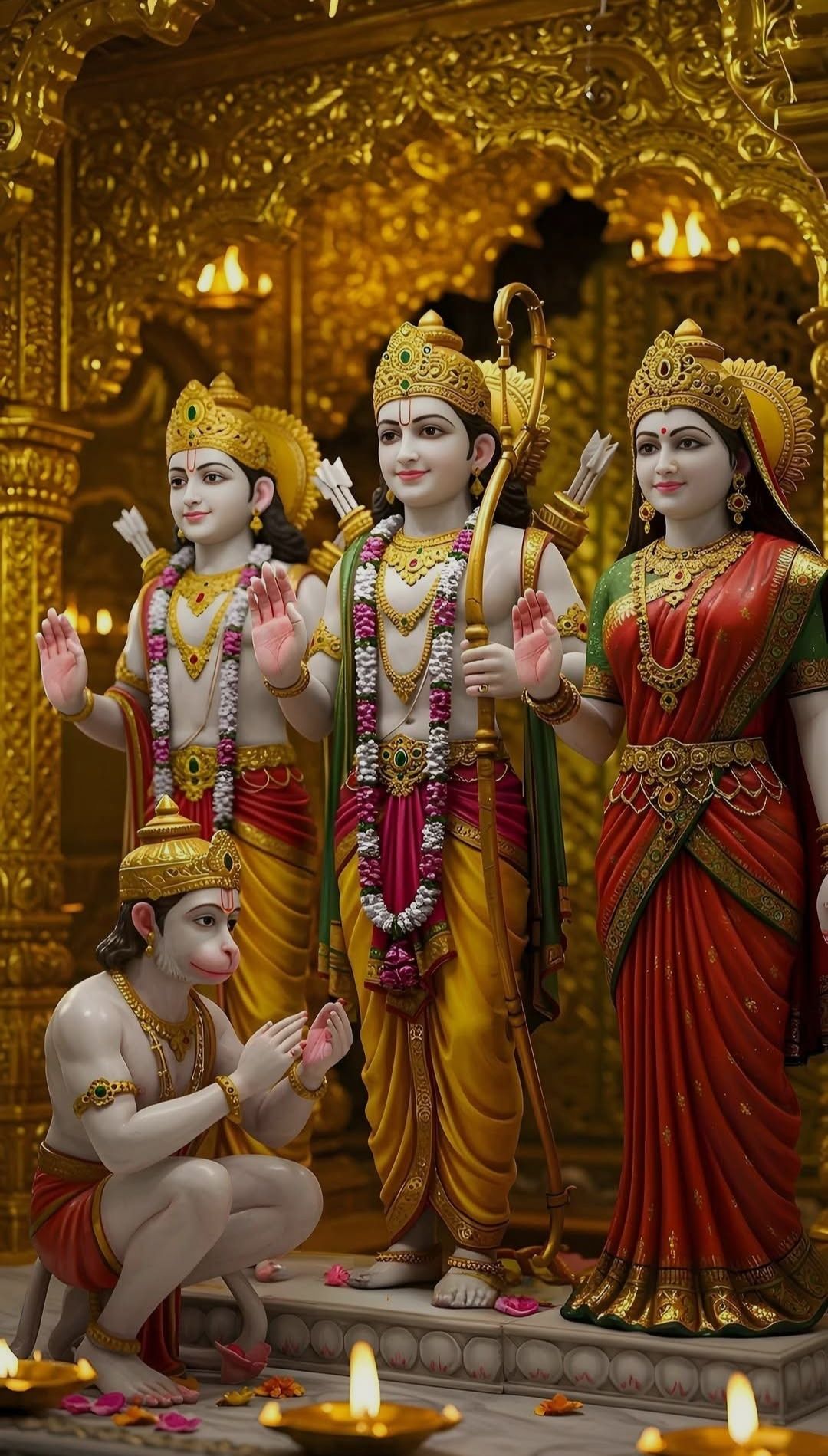 Ram Darbar statue with Hanuman devotion