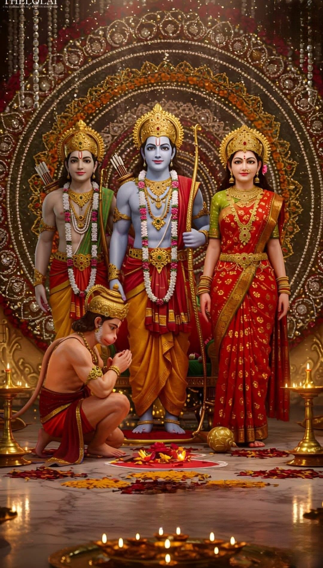 Ram, Sita, Lakshman, and Hanuman Divine Family