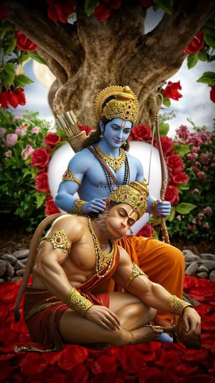 Ram and Hanuman devotion wallpaper