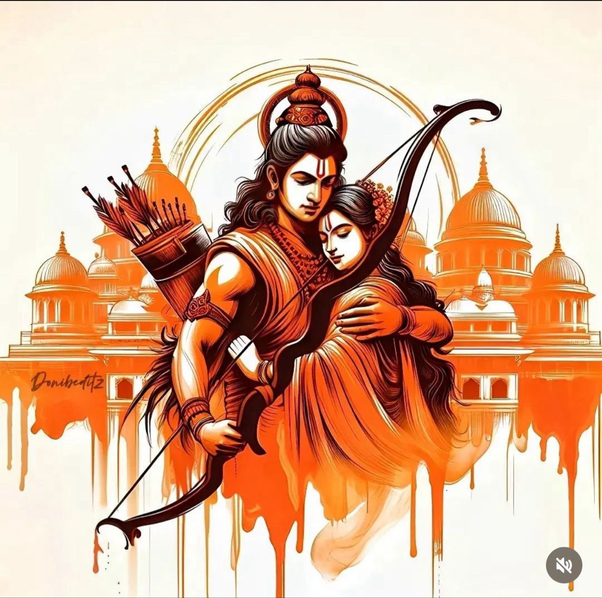 Ram Sita Lakshman divine embrace artwork