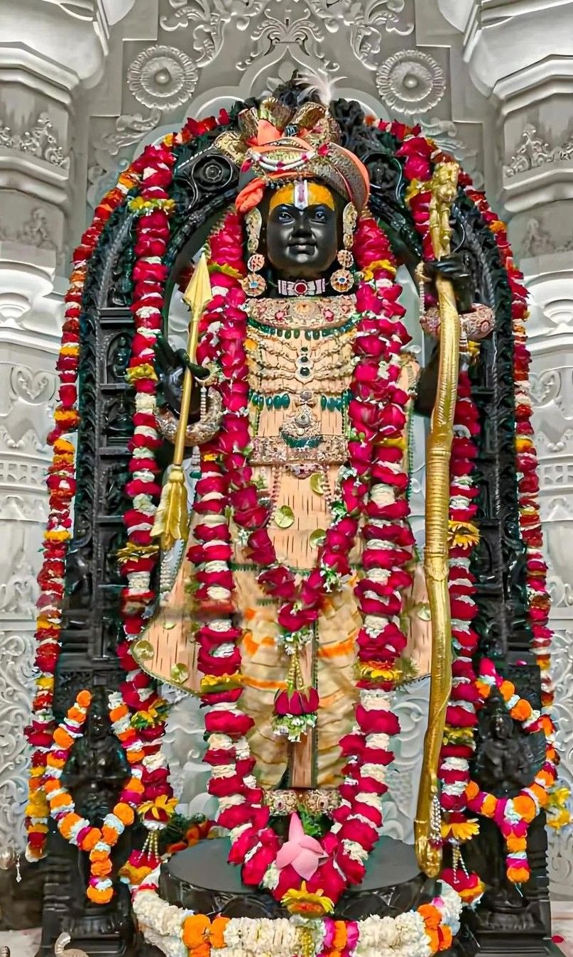 Lord Ram with bow and flowers