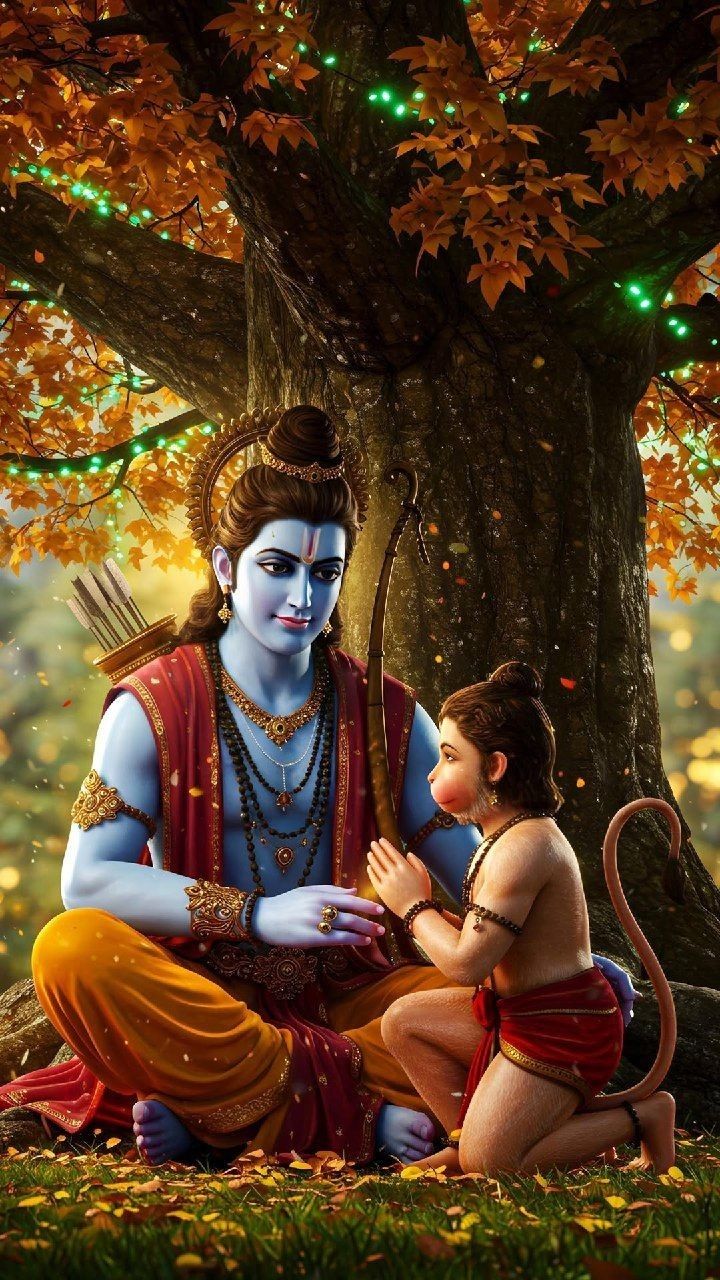 Lord Ram with Hanuman in forest