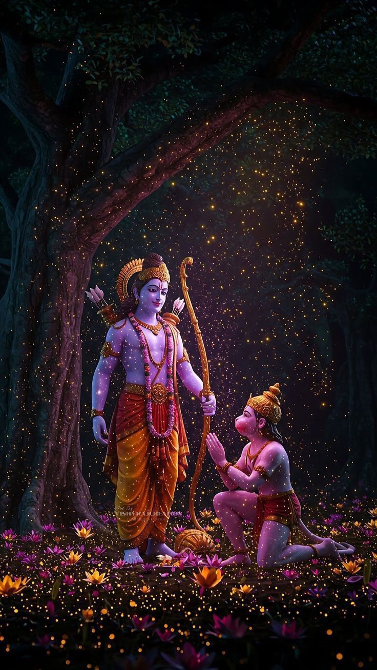 Lord Ram and Hanuman in forest