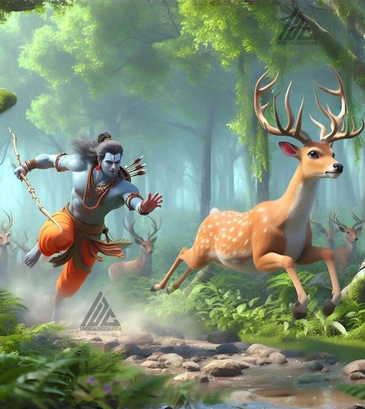 Ram and Lakshman pursue a deer.