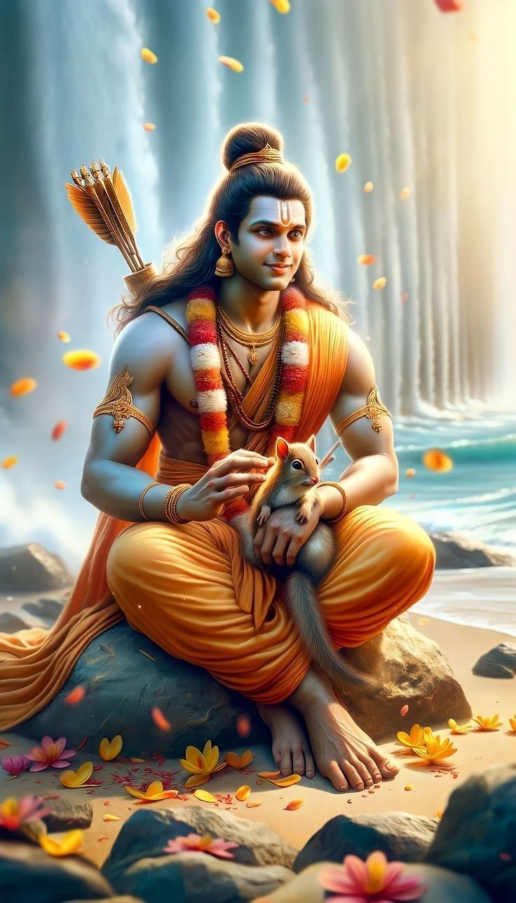 Lord Ram with a squirrel, divine image