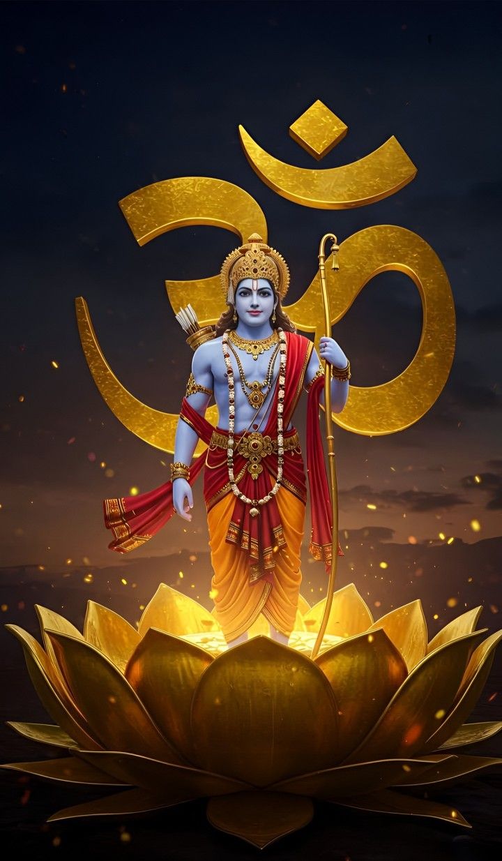Lord Ram emerging from lotus flower
