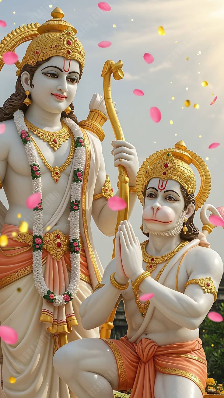 Ram and Hanuman in devotional pose