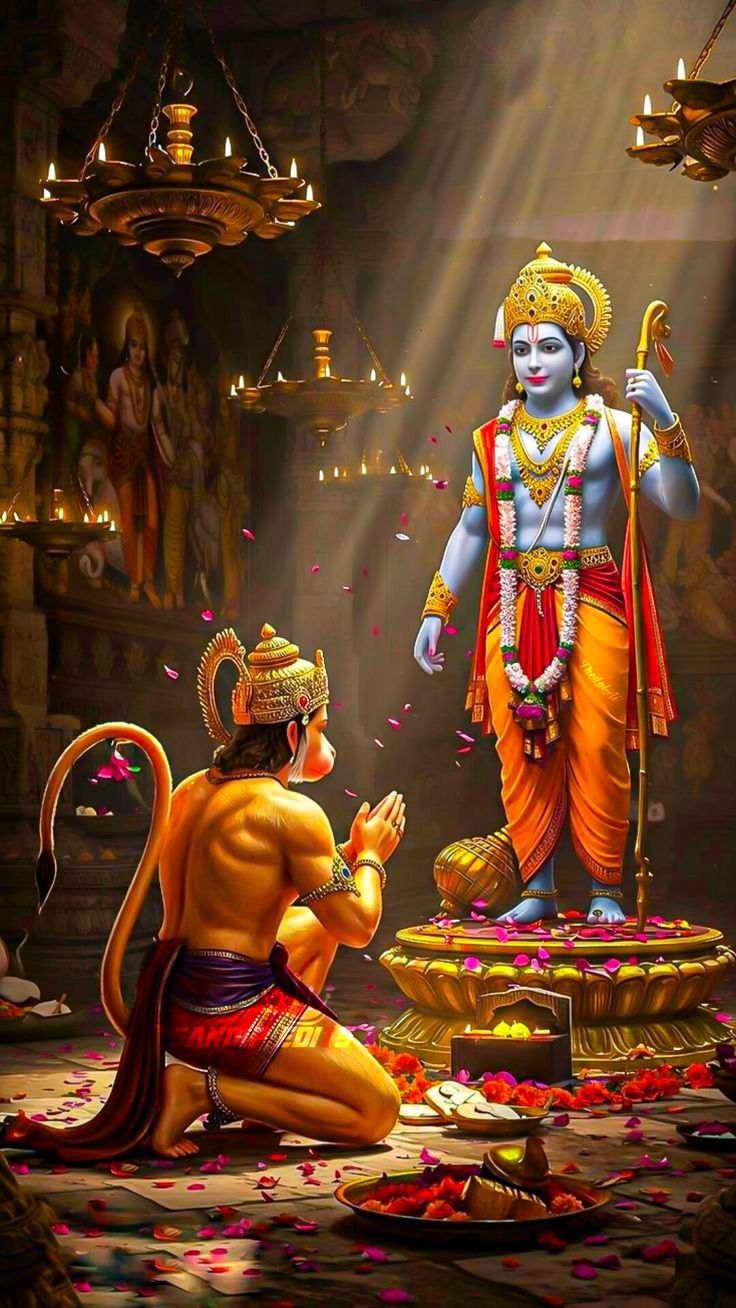 Lord Ram with Hanuman in temple