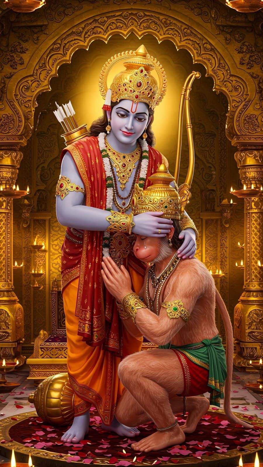 Lord Ram with devoted Hanuman portrait