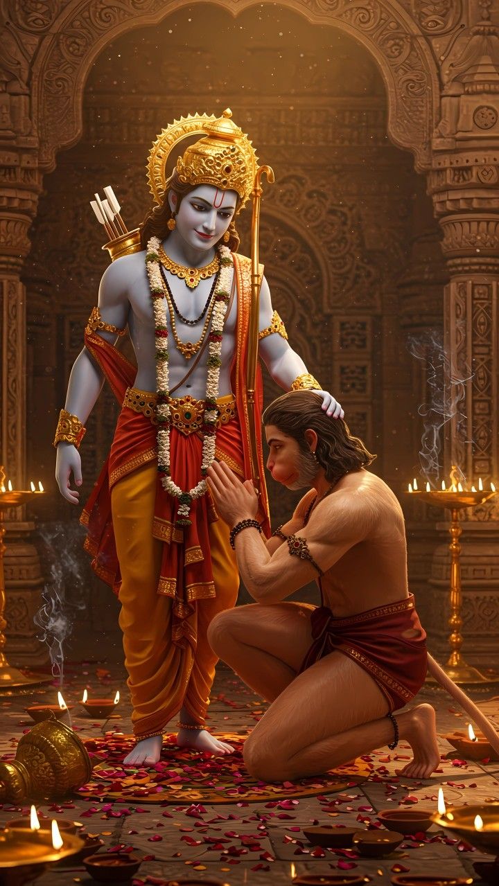 Lord Ram with Hanuman in temple