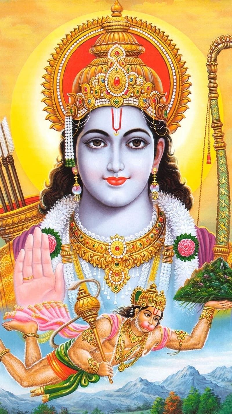 Lord Ram with devoted Hanuman portrait