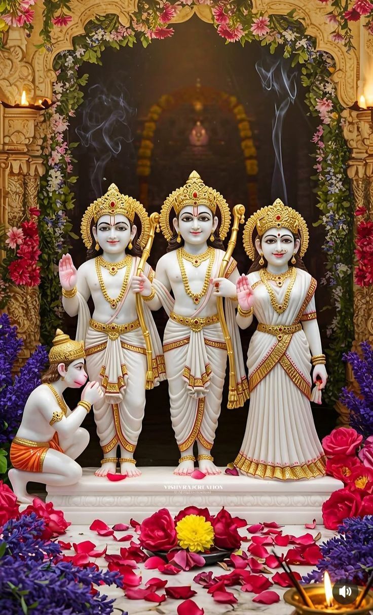 Ram Parivar with Hanuman in temple