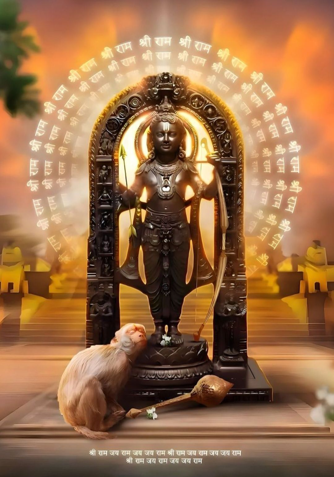 Lord Ram with Hanuman devotional wallpaper